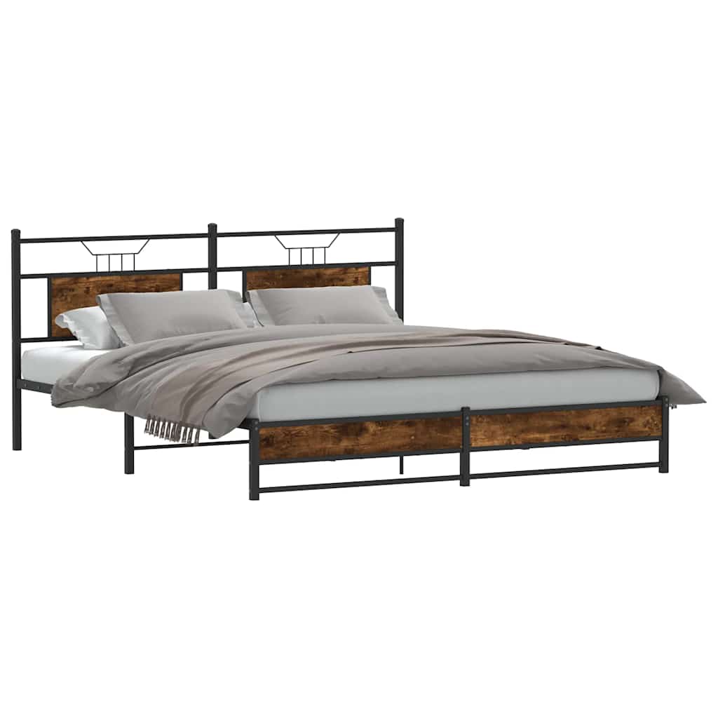 vidaXL Cadru de pat fără saltea Stejar afumat 160x200cm Lemn prelucrat vidaXL Cadru de pat fără saltea Stejar afumat 160x200cm Lemn prelucrat