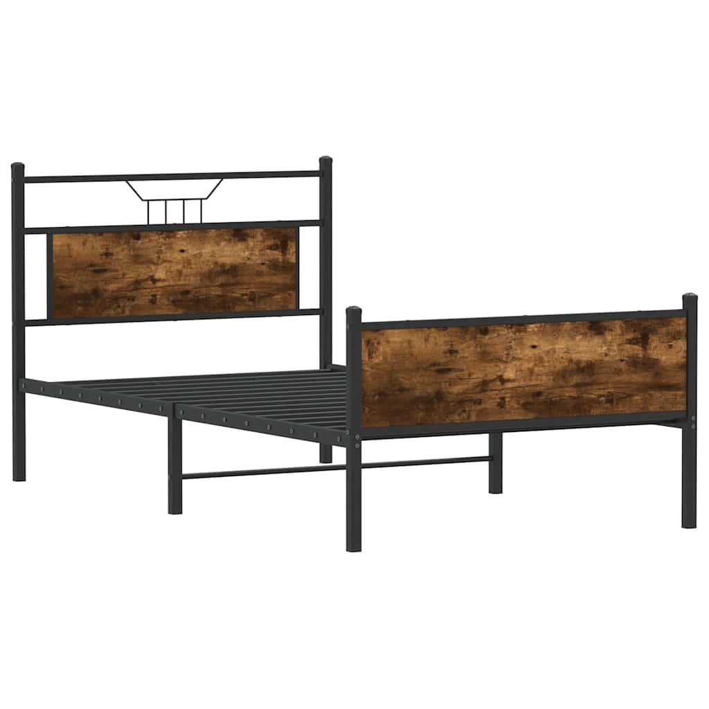 vidaXL Cadru de pat fără saltea Stejar afumat 107x203cm Lemn prelucrat vidaXL Cadru de pat fără saltea Stejar afumat 107x203cm Lemn prelucrat
