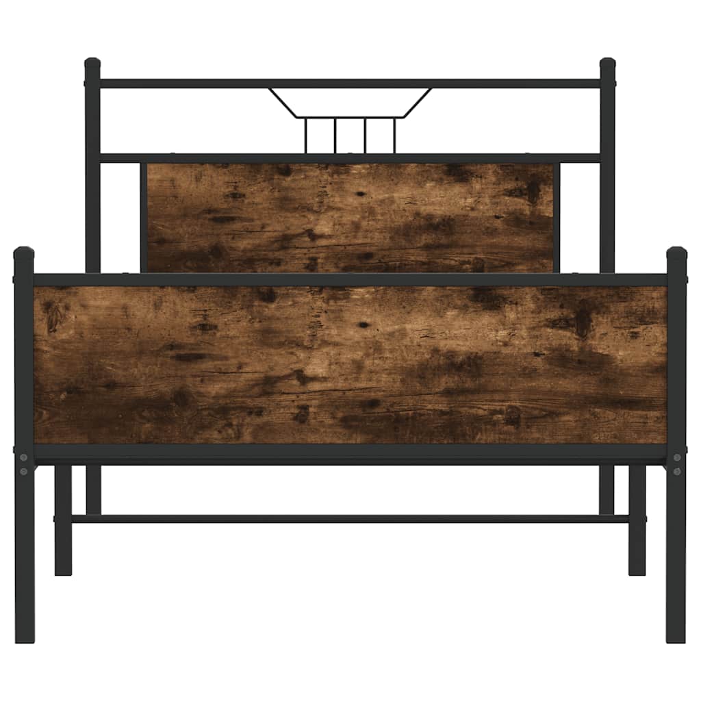 vidaXL Cadru de pat fără saltea Stejar afumat 107x203cm Lemn prelucrat vidaXL Cadru de pat fără saltea Stejar afumat 107x203cm Lemn prelucrat