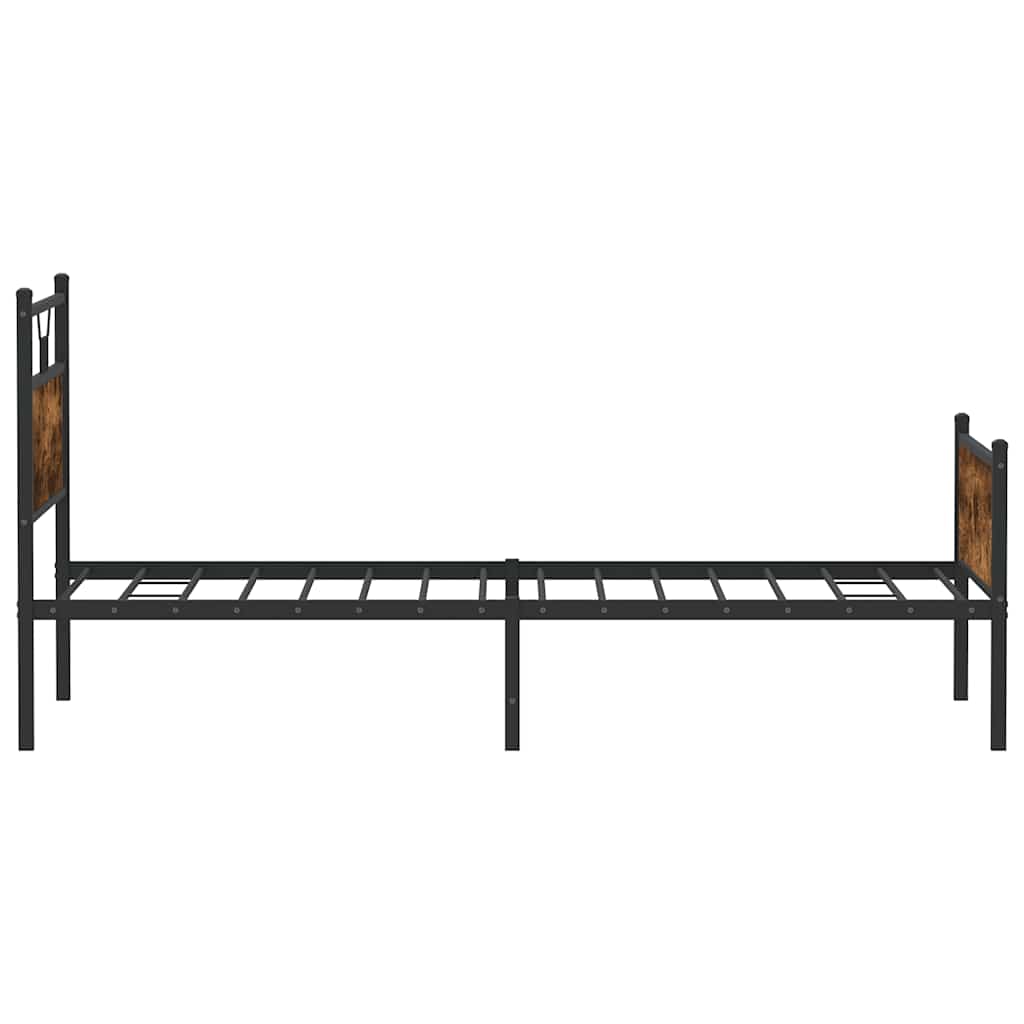vidaXL Cadru de pat fără saltea Stejar afumat 107x203cm Lemn prelucrat vidaXL Cadru de pat fără saltea Stejar afumat 107x203cm Lemn prelucrat