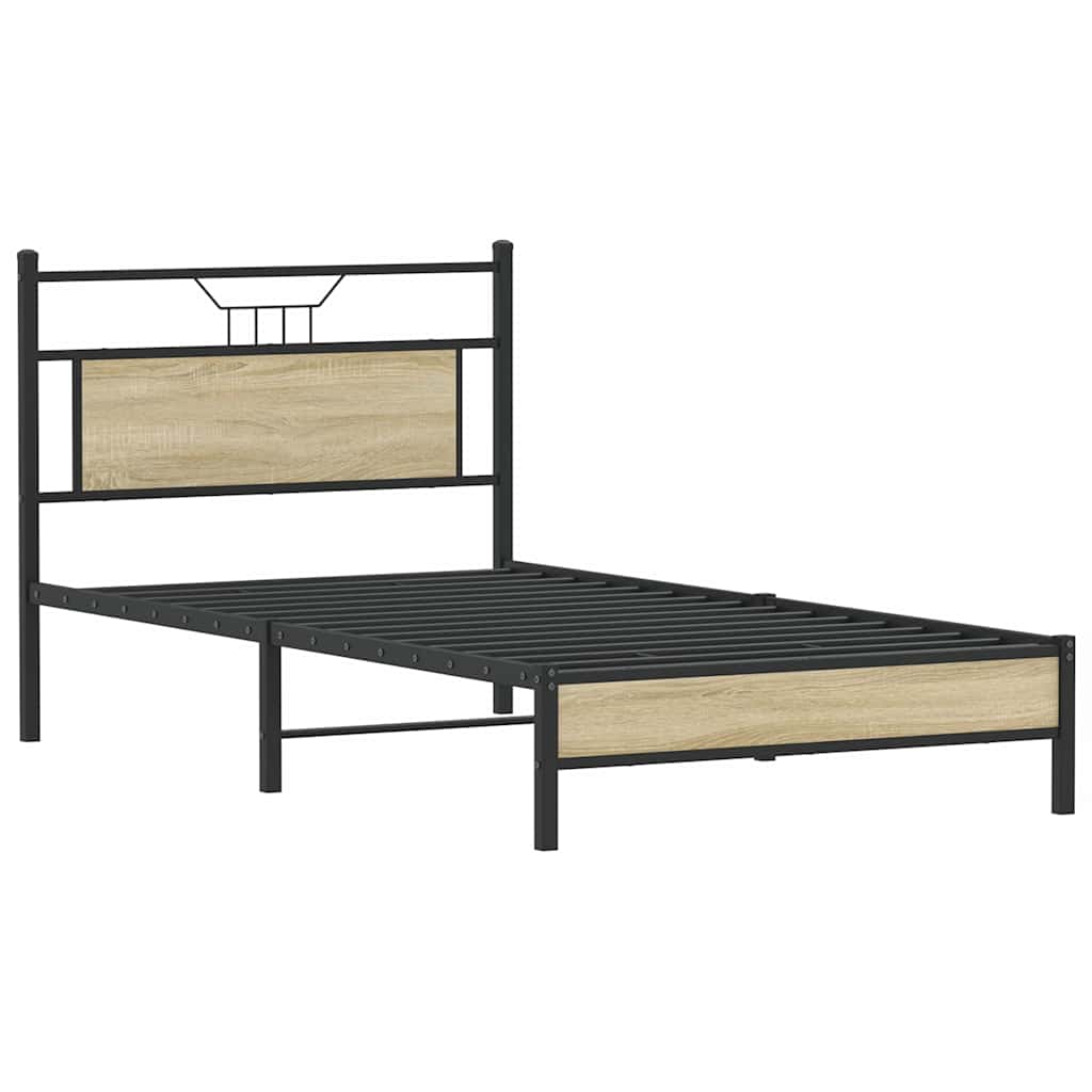 vidaXL Cadru de pat fără saltea Stejar Sonoma 107x203cm Lemn prelucrat