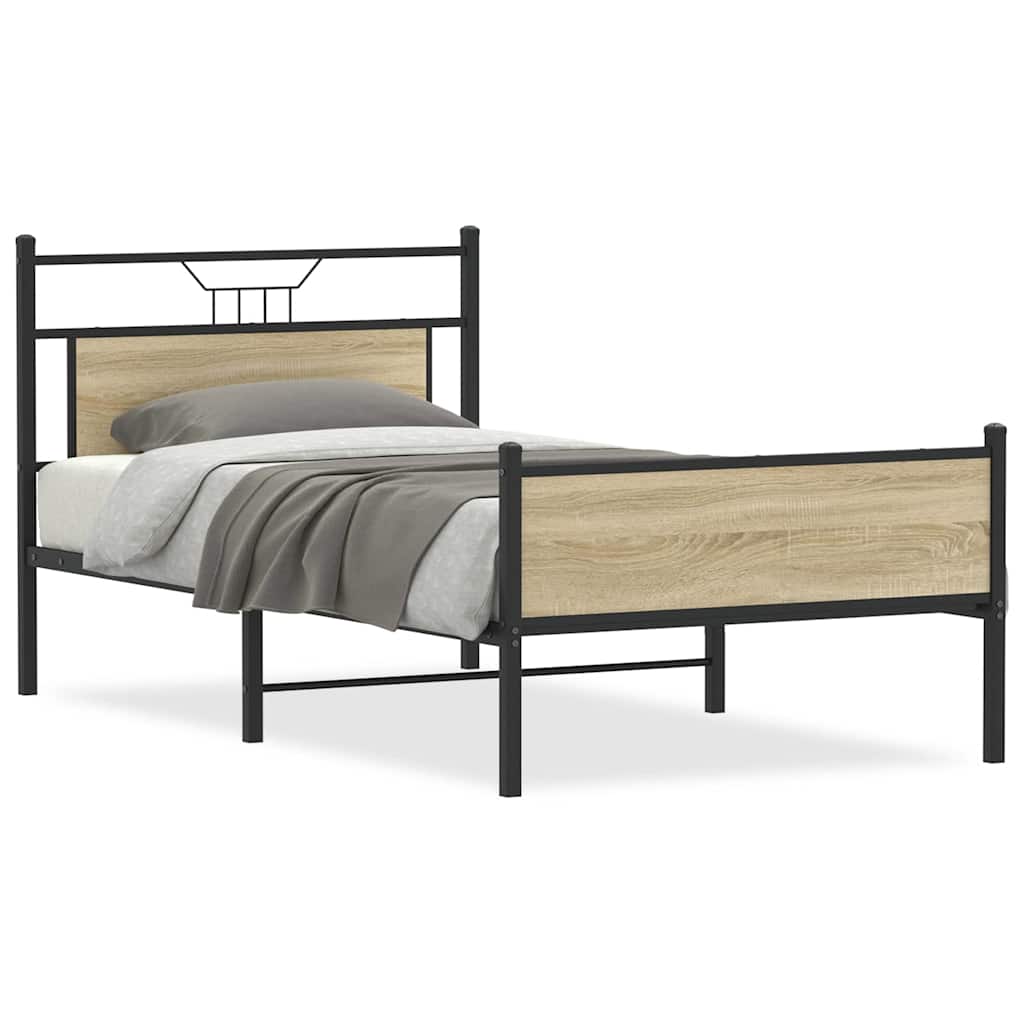 vidaXL Cadru de pat fără saltea Stejar Sonoma 107x203cm Lemn prelucrat vidaXL Cadru de pat fără saltea Stejar Sonoma 107x203cm Lemn prelucrat