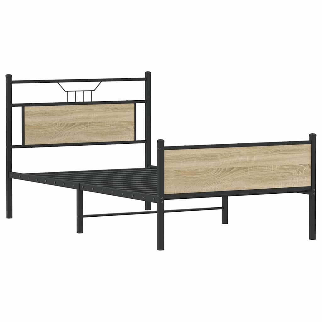 vidaXL Cadru de pat fără saltea Stejar Sonoma 107x203cm Lemn prelucrat vidaXL Cadru de pat fără saltea Stejar Sonoma 107x203cm Lemn prelucrat