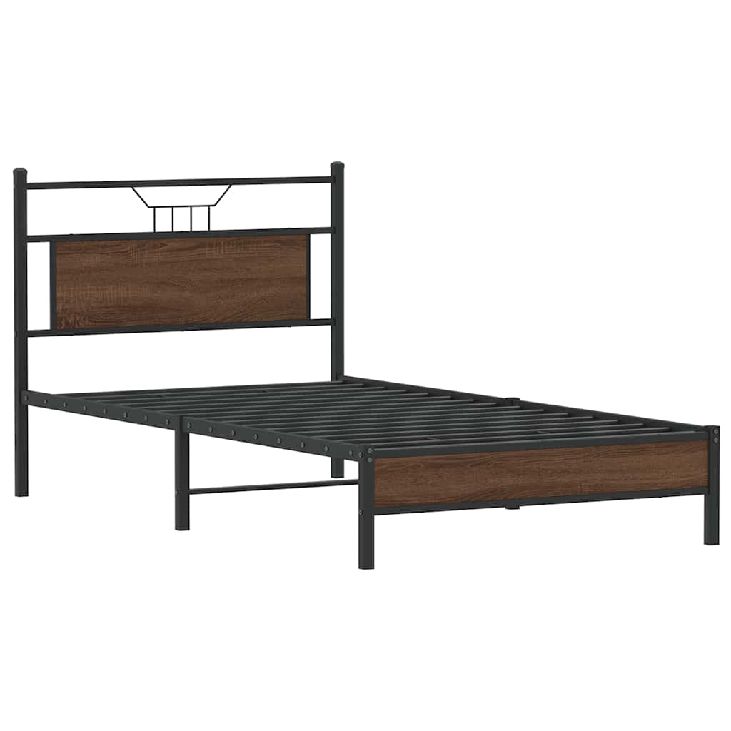 vidaXL Cadru de pat fără saltea Stejar maro 107x203 cm Lemn prelucrat