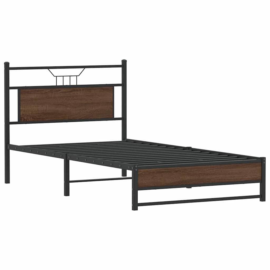 vidaXL Cadru de pat fără saltea Stejar maro 107x203 cm Lemn prelucrat
