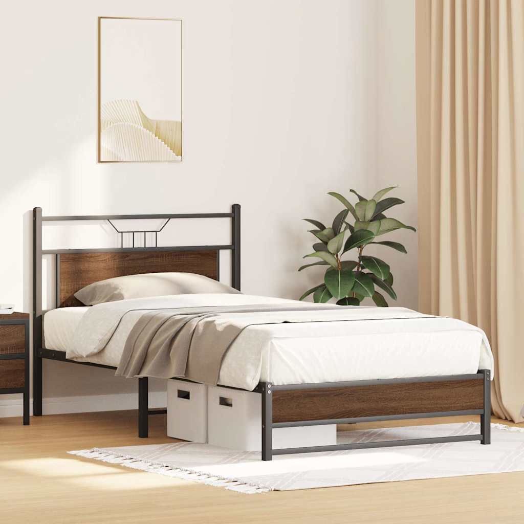 vidaXL Cadru de pat fără saltea Stejar maro 107x203 cm Lemn prelucrat