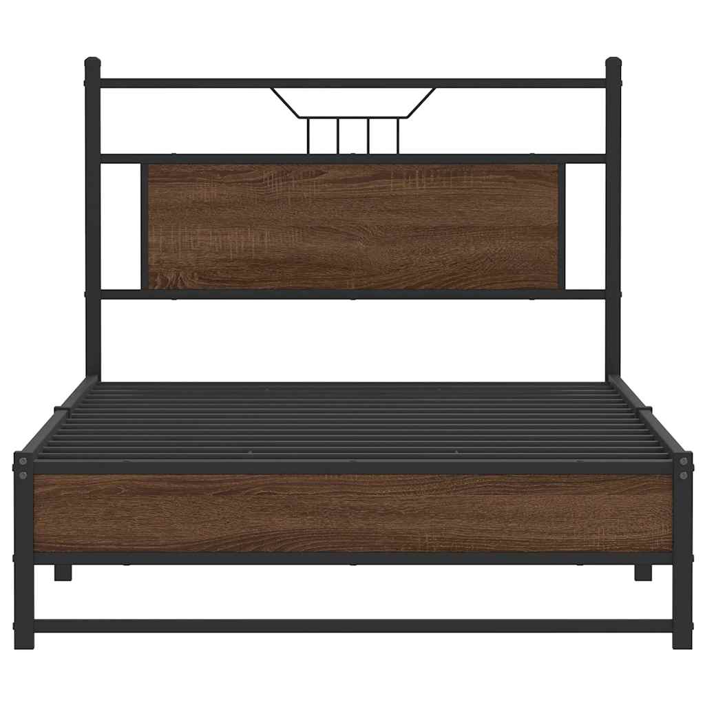 vidaXL Cadru de pat fără saltea Stejar maro 107x203 cm Lemn prelucrat