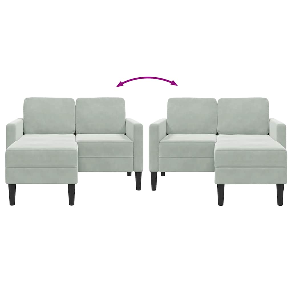 vidaXL Canapea cu 2 locuri cu șezlong în formă de L gri deschis 125 cm