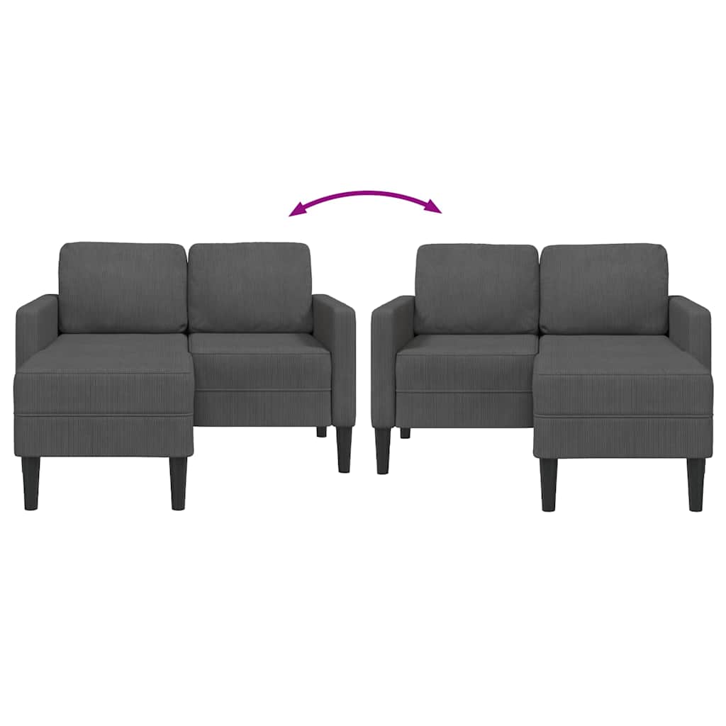 vidaXL Canapea cu 2 locuri cu șezlong în formă L gri închis 125 cm in
