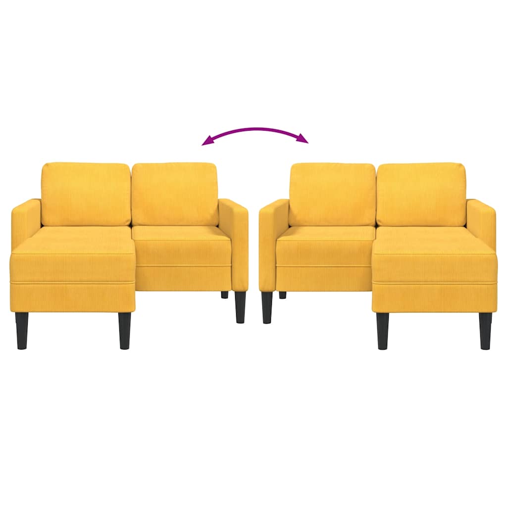 vidaXL Canapea cu 2 locuri cu șezlong în formă de L galben deschis