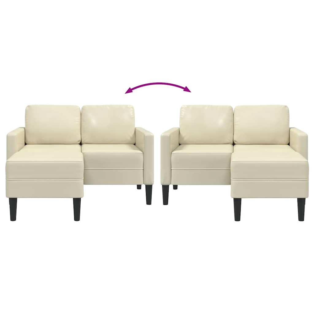 vidaXL Canapea cu 2 locuri cu șezlong în formă de L crem 125 cm