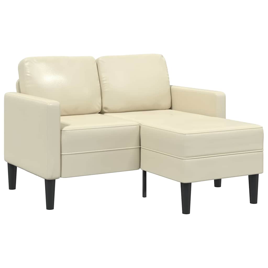 vidaXL Canapea cu 2 locuri cu șezlong în formă de L crem 125 cm