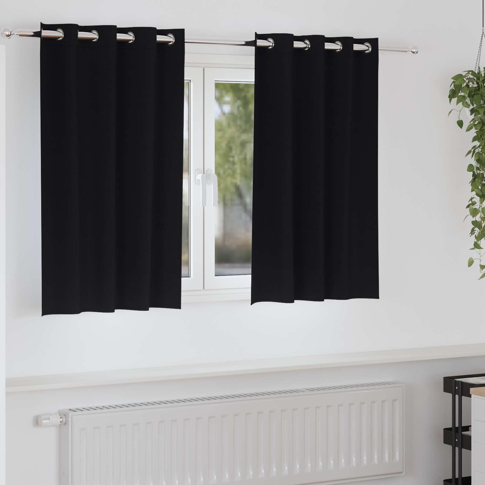vidaXL Perdele cu perdele 2 pcs Negru 140 x 140 cm Poliester vidaXL Perdele cu perdele 2 pcs Negru 140 x 140 cm Poliester