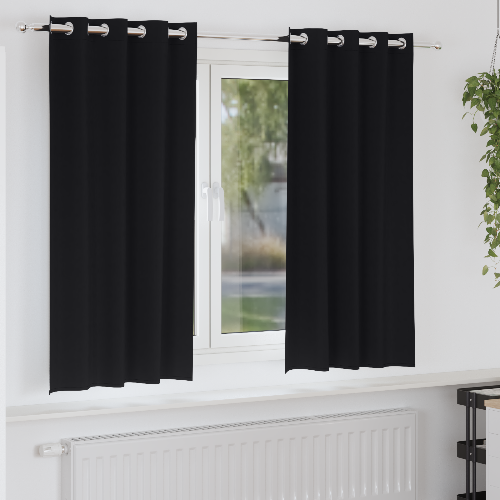 vidaXL Perdele cu perdele 2 pcs Negru 175 x 140 cm Poliester vidaXL Perdele cu perdele 2 pcs Negru 175 x 140 cm Poliester