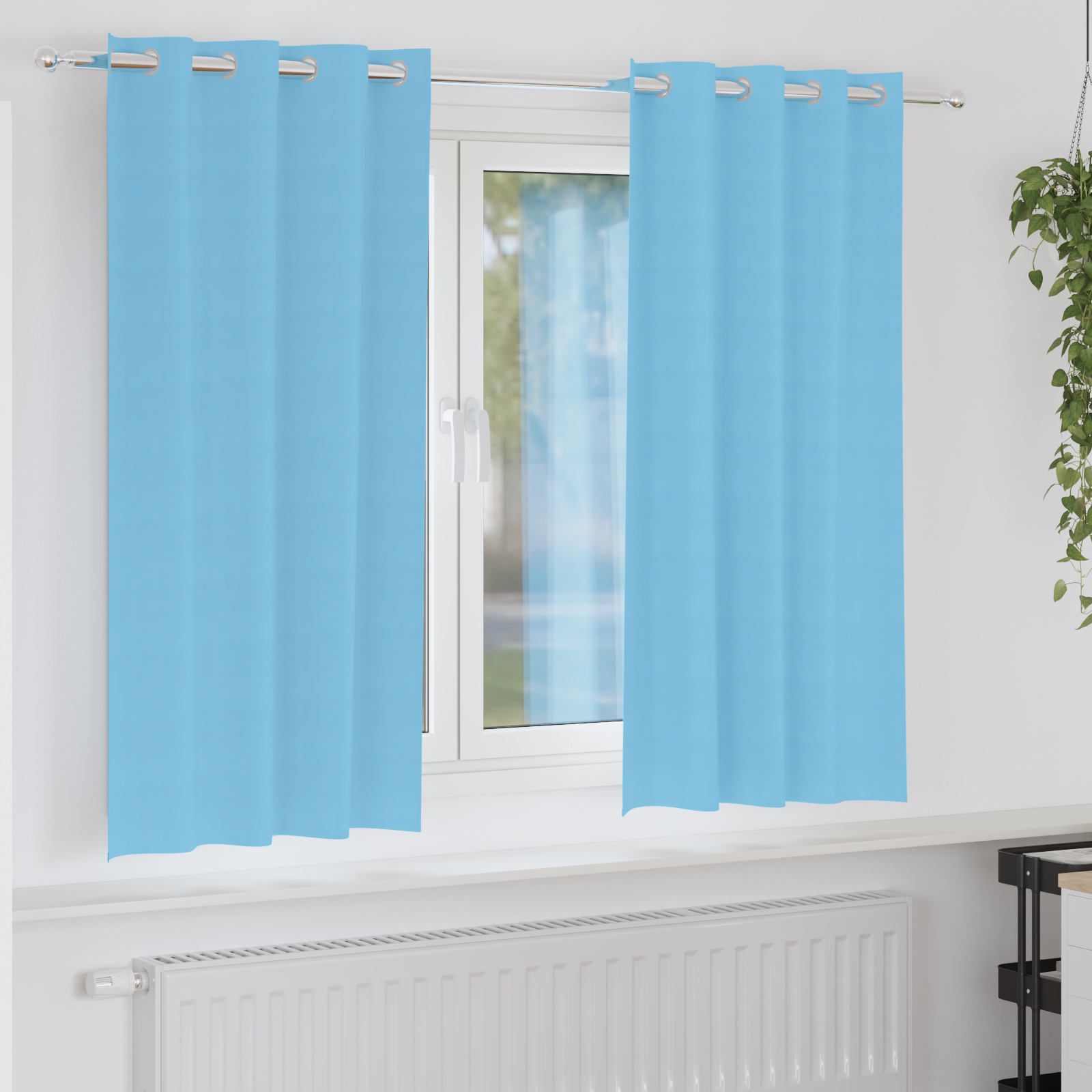 vidaXL Perdele cu perdele 2 pcs Albastru deschis Poliester vidaXL Perdele cu perdele 2 pcs Albastru deschis Poliester
