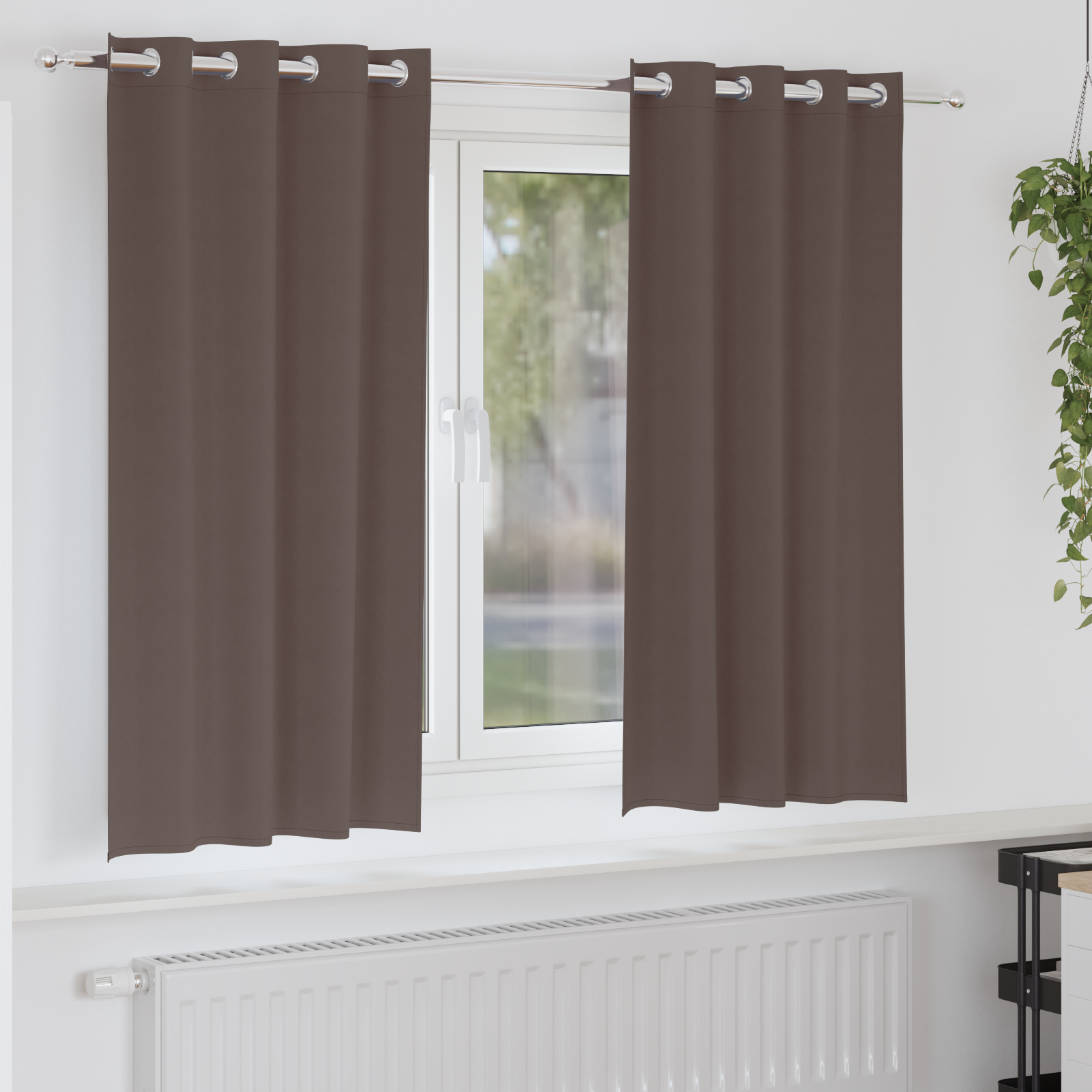 vidaXL Perdele cu perdele 2 pcs Maro închis 175 x 140 cm Poliester vidaXL Perdele cu perdele 2 pcs Maro închis 175 x 140 cm Poliester