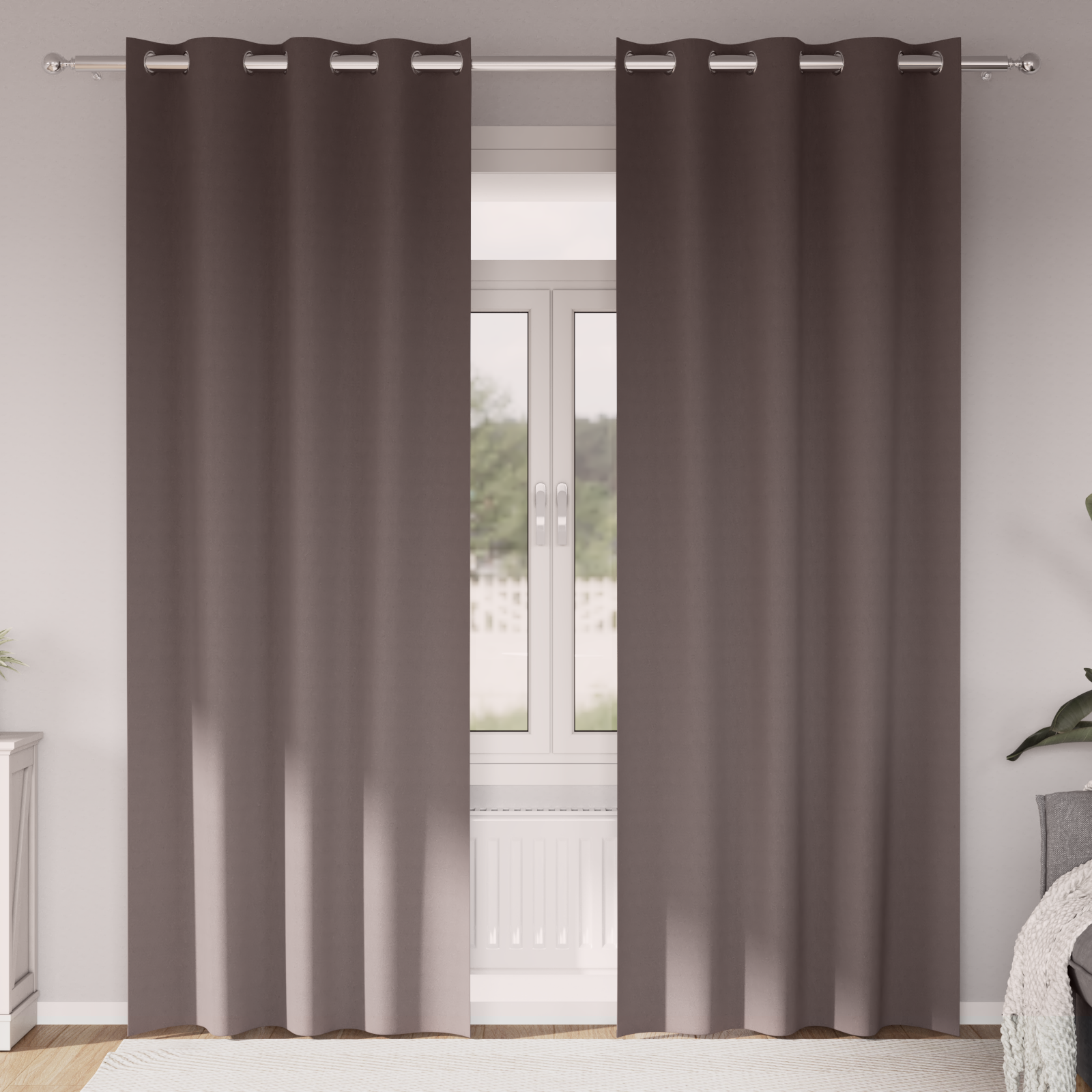 vidaXL Perdele cu perdele 2 pcs Maro închis 245 x 140 cm Poliester vidaXL Perdele cu perdele 2 pcs Maro închis 245 x 140 cm Poliester
