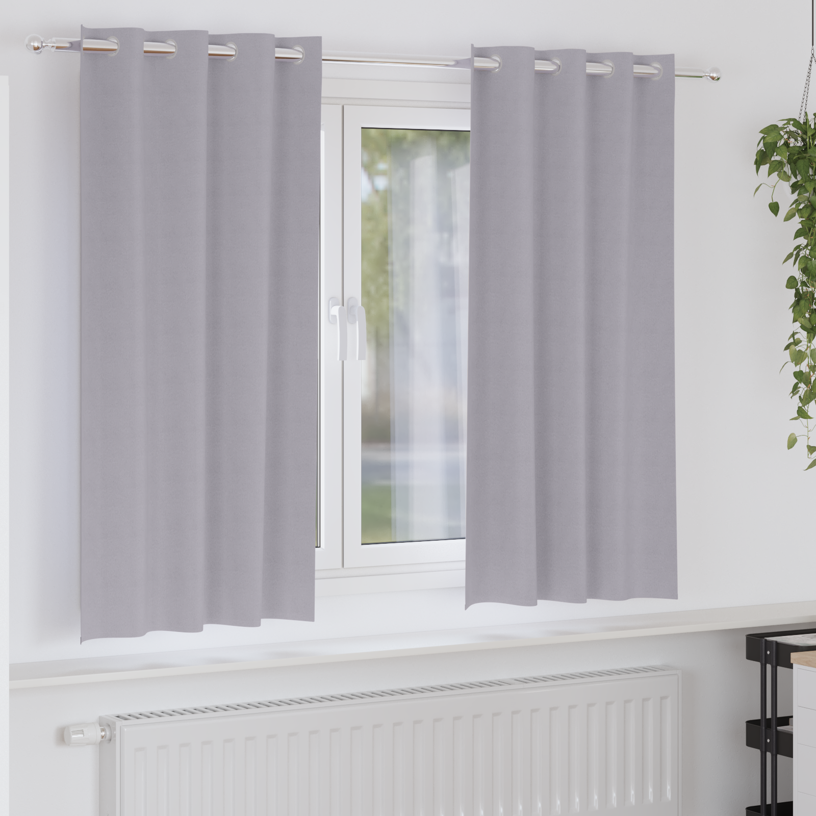 vidaXL Perdele cu perdele 2 pcs Gri metalic 175 x 140 cm Poliester