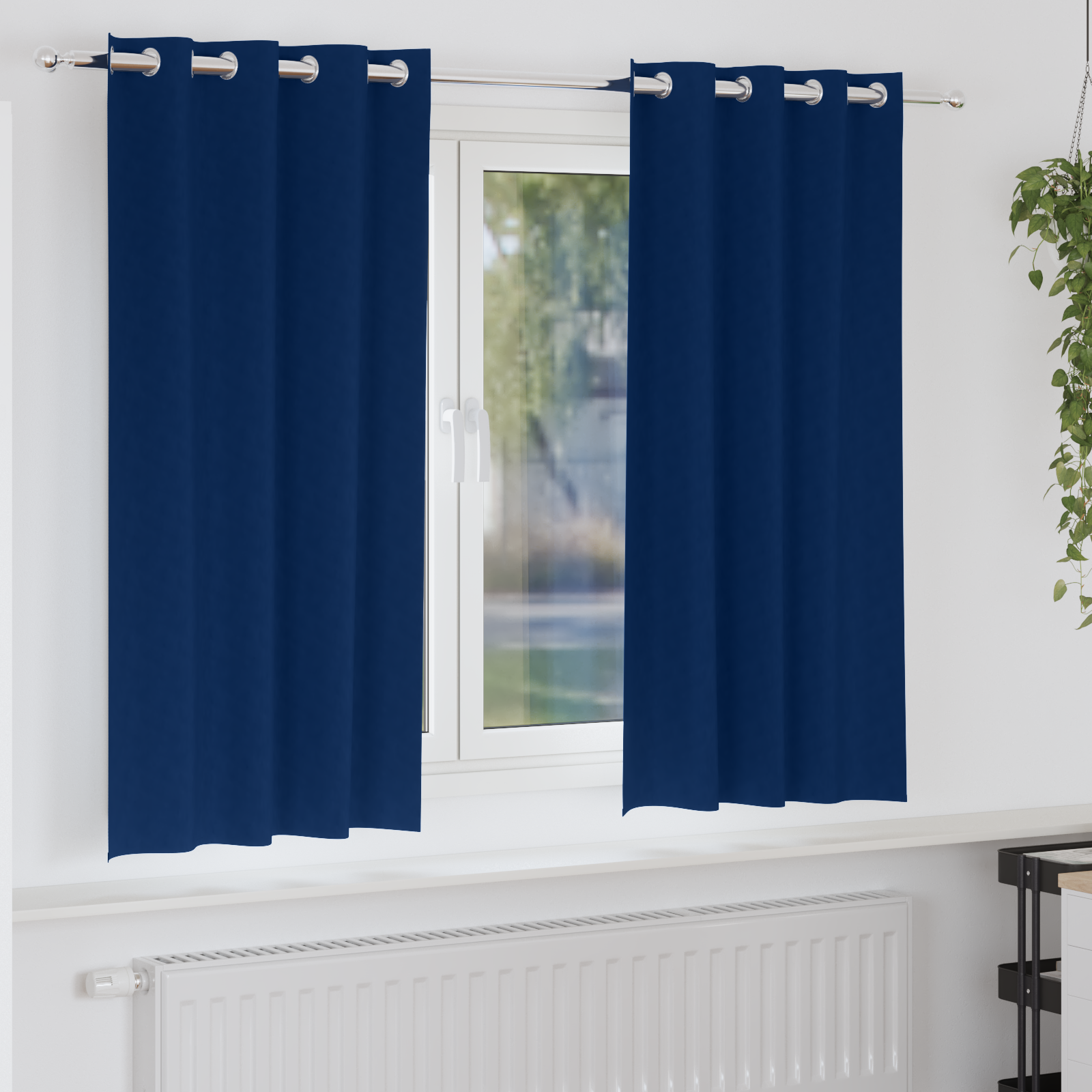 vidaXL Perdele Opaque cu Inel 2 pcs Albastru închis 175 x 140 cm