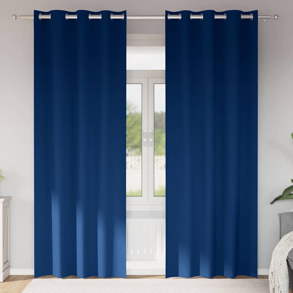 vidaXL Perdele Opaque cu Inel 2 pcs Albastru închis 245 x 140 cm