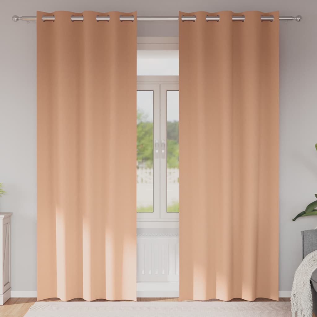 vidaXL Perdele cu perdele 2 pcs Maro deschis 245 x 140 cm Poliester vidaXL Perdele cu perdele 2 pcs Maro deschis 245 x 140 cm Poliester