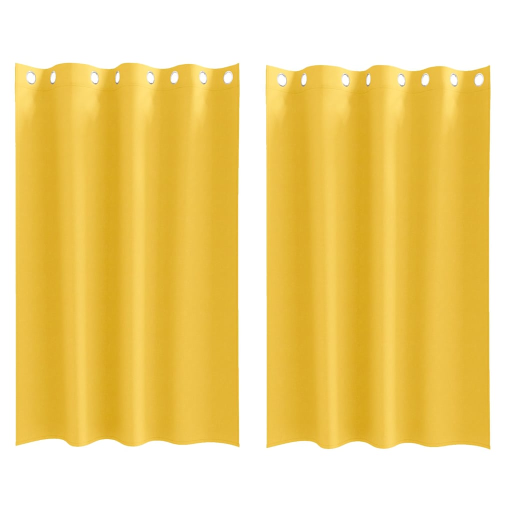 vidaXL Perdele cu perdele 2 pcs galben muștar 175 x 140 cm Poliester