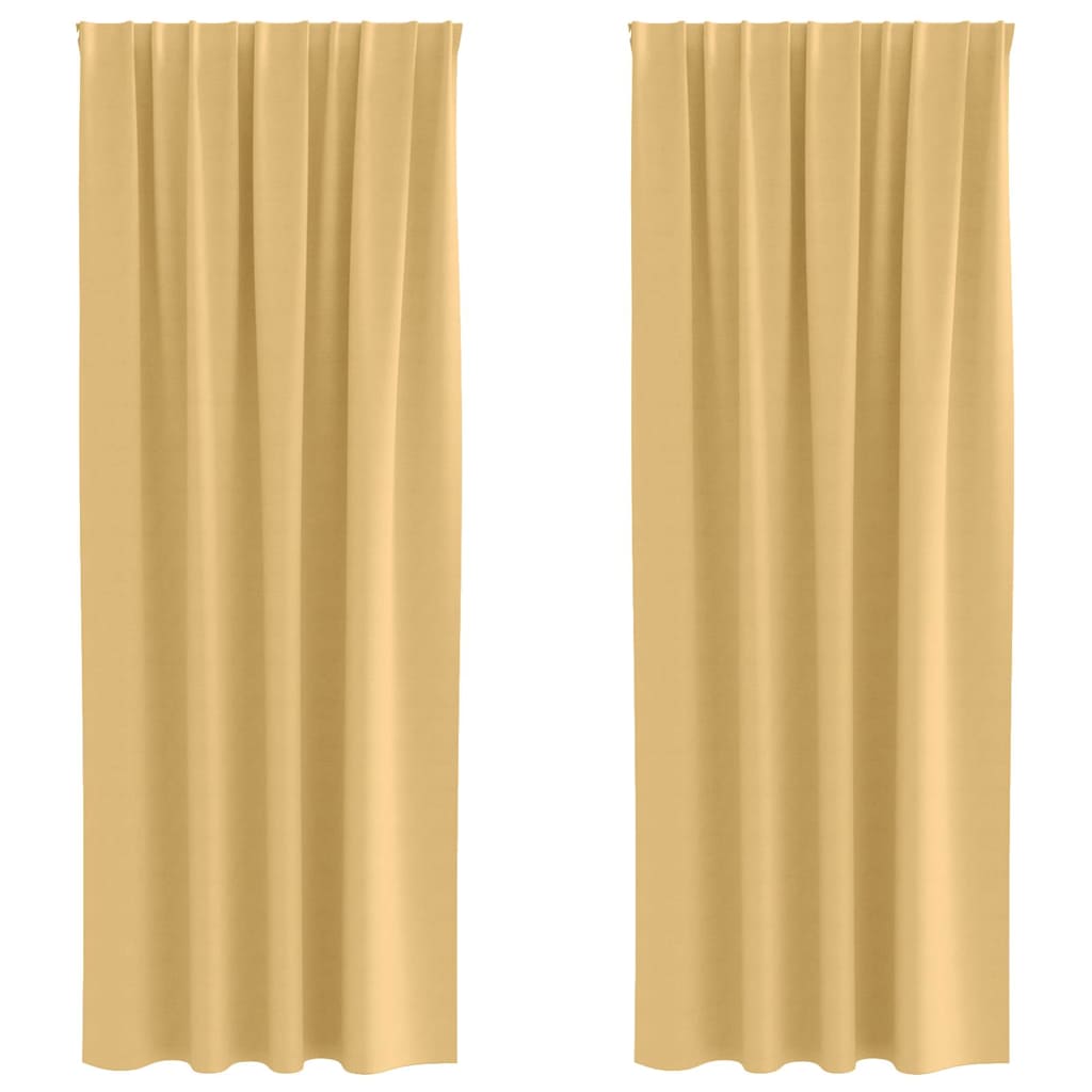 vidaXL Perdele cu perdele 2 pcs Bej 225 x 140 cm Poliester