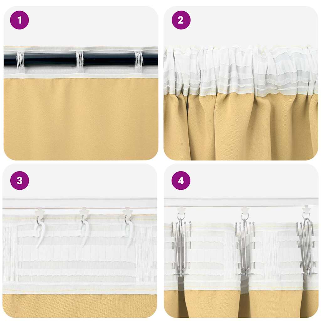 vidaXL Perdele cu perdele 2 pcs Bej 260 x 140 cm Poliester