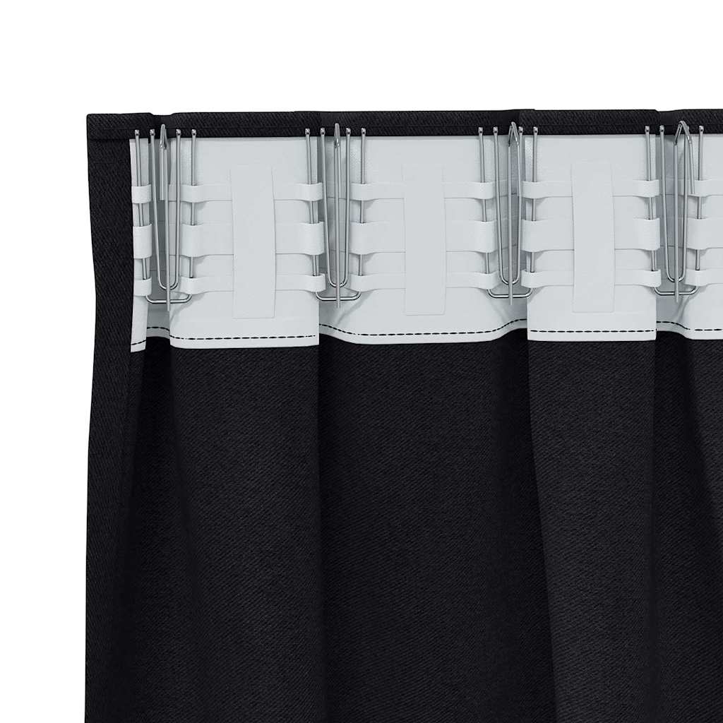 vidaXL Perdele cu perdele 2 pcs Negru 245 x 140 cm Poliester vidaXL Perdele cu perdele 2 pcs Negru 245 x 140 cm Poliester