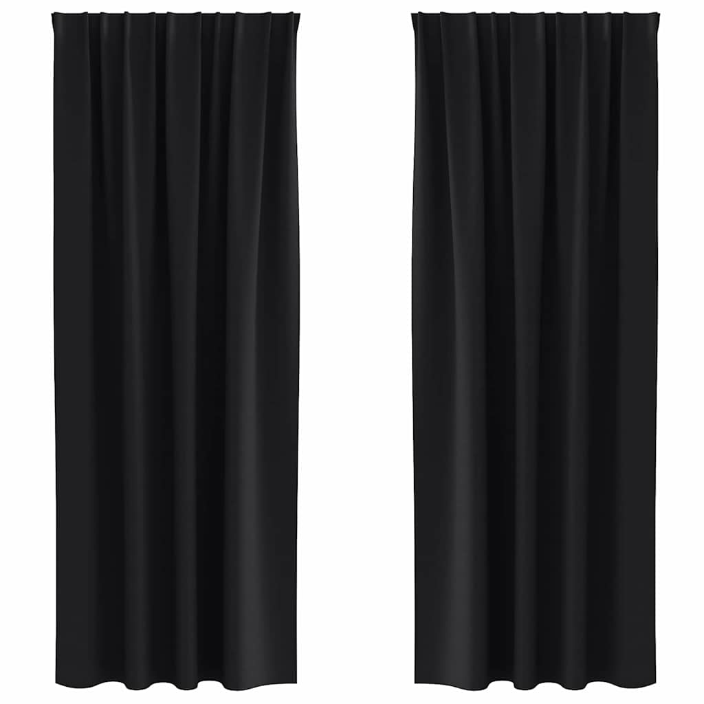 vidaXL Perdele cu perdele 2 pcs Negru 260 x 140 cm Poliester vidaXL Perdele cu perdele 2 pcs Negru 260 x 140 cm Poliester
