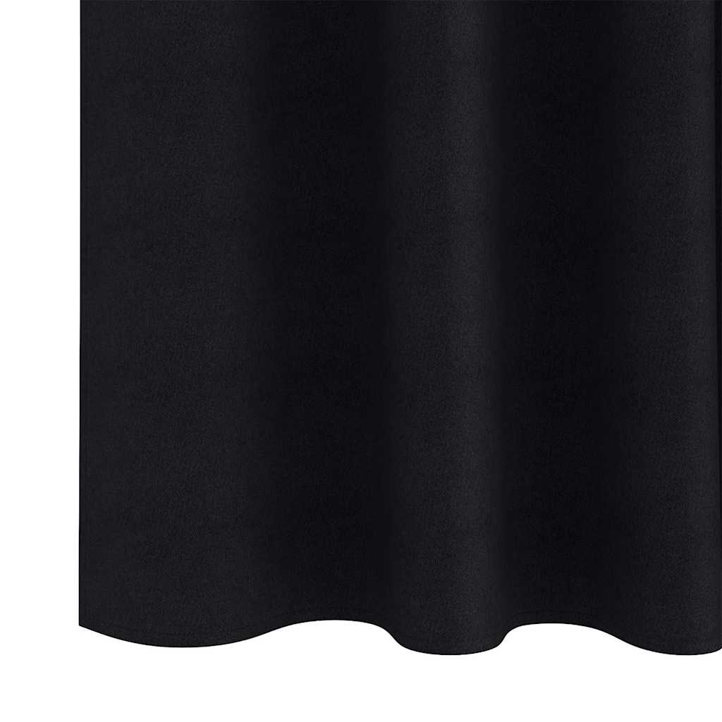 vidaXL Perdele cu perdele 2 pcs Negru 260 x 140 cm Poliester vidaXL Perdele cu perdele 2 pcs Negru 260 x 140 cm Poliester