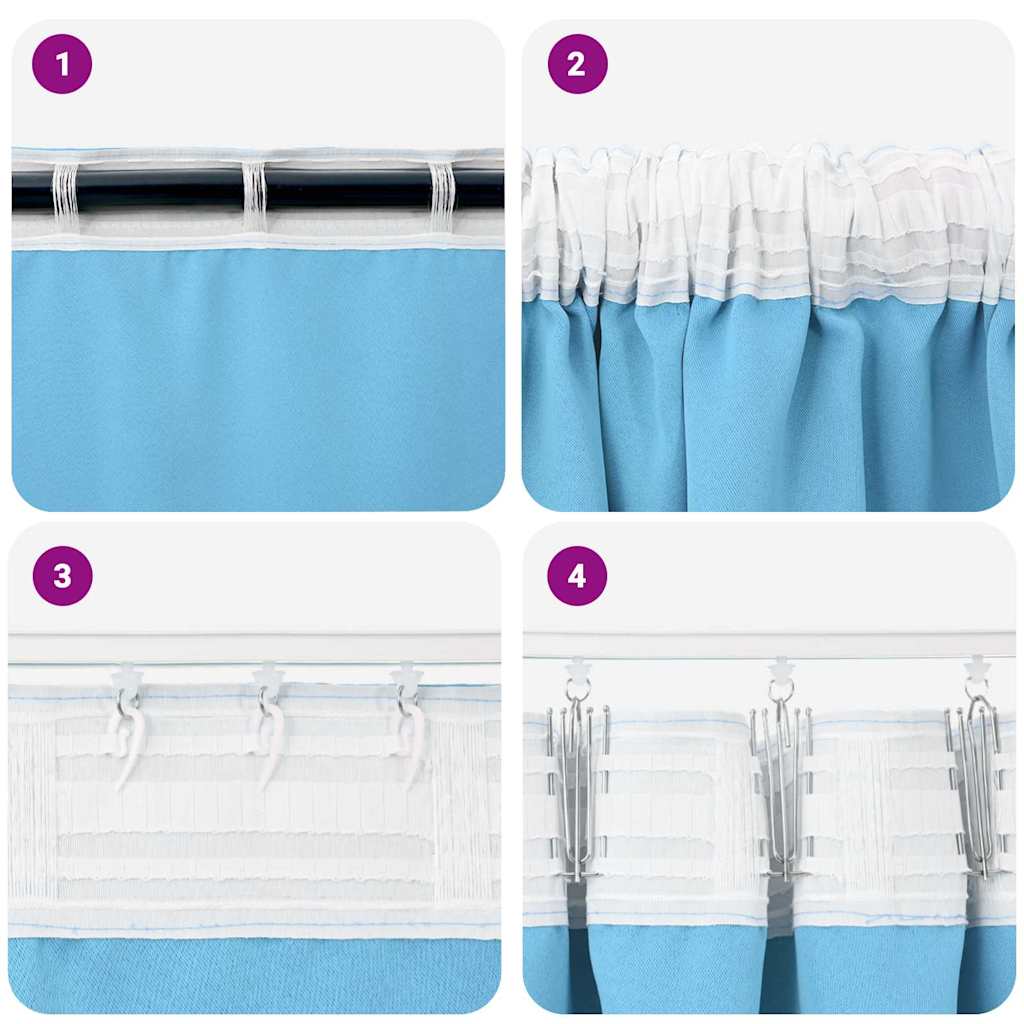 vidaXL Perdele cu perdele 2 pcs Albastru deschis Poliester vidaXL Perdele cu perdele 2 pcs Albastru deschis Poliester