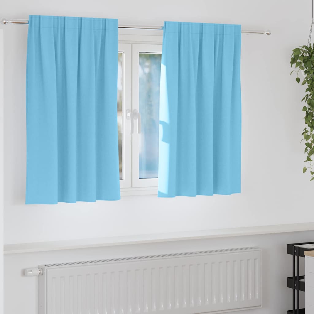 vidaXL Perdele cu perdele 2 pcs Albastru deschis Poliester vidaXL Perdele cu perdele 2 pcs Albastru deschis Poliester