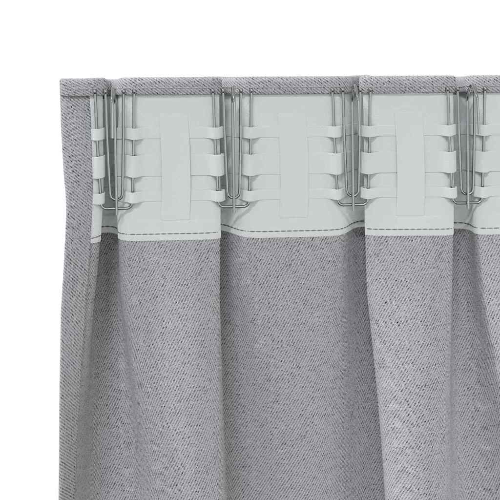 vidaXL Perdele cu perdele 2 pcs Gri deschis 260 x 140 cm Poliester