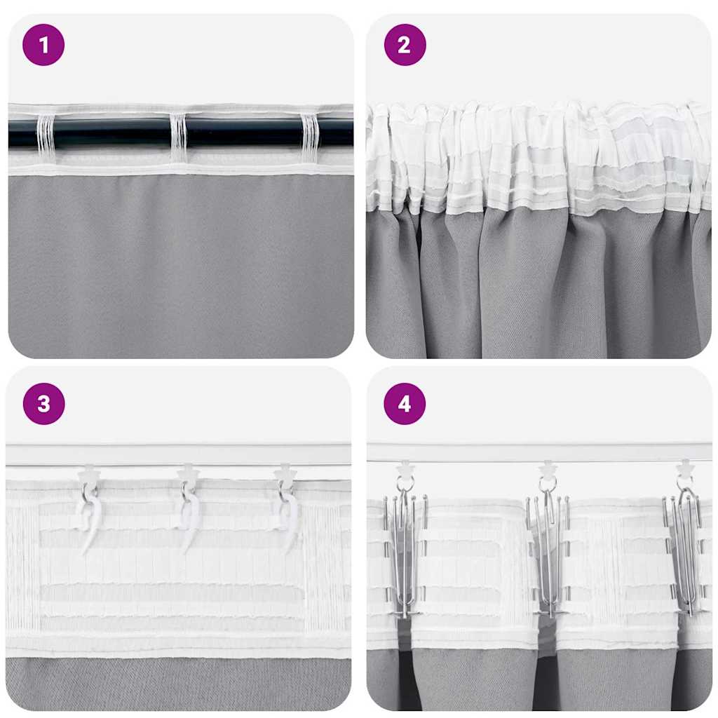 vidaXL Perdele cu perdele 2 pcs Gri deschis 260 x 140 cm Poliester