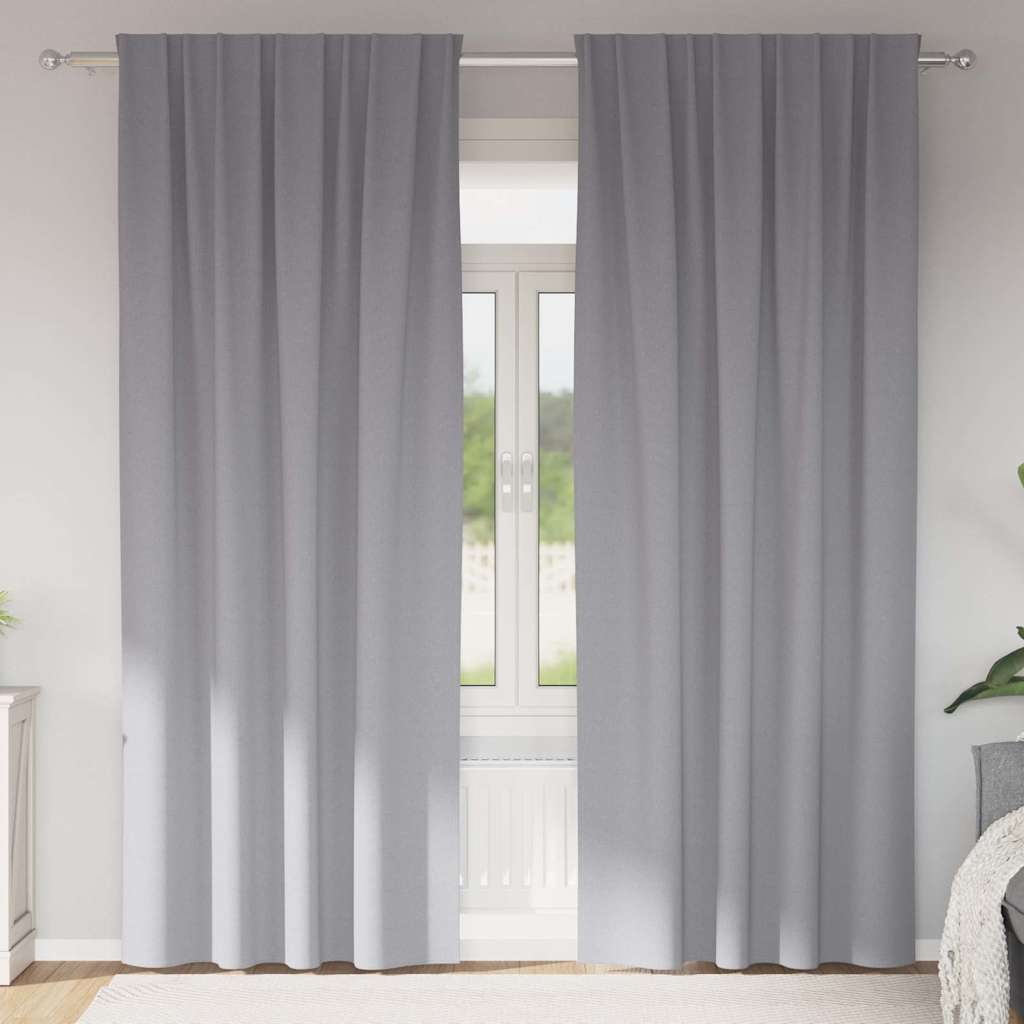 vidaXL Perdele cu perdele 2 pcs Gri deschis 260 x 140 cm Poliester