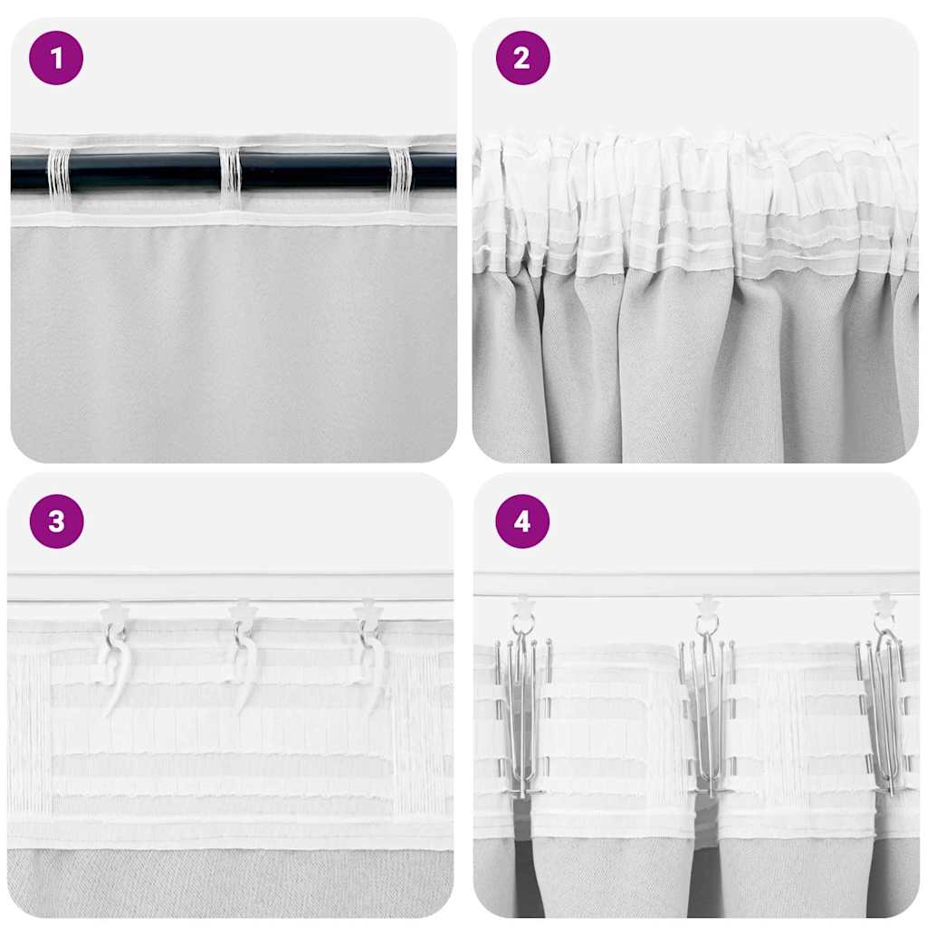vidaXL Perdele cu perdele 2 pcs Gri deschis 225 x 140 cm Poliester