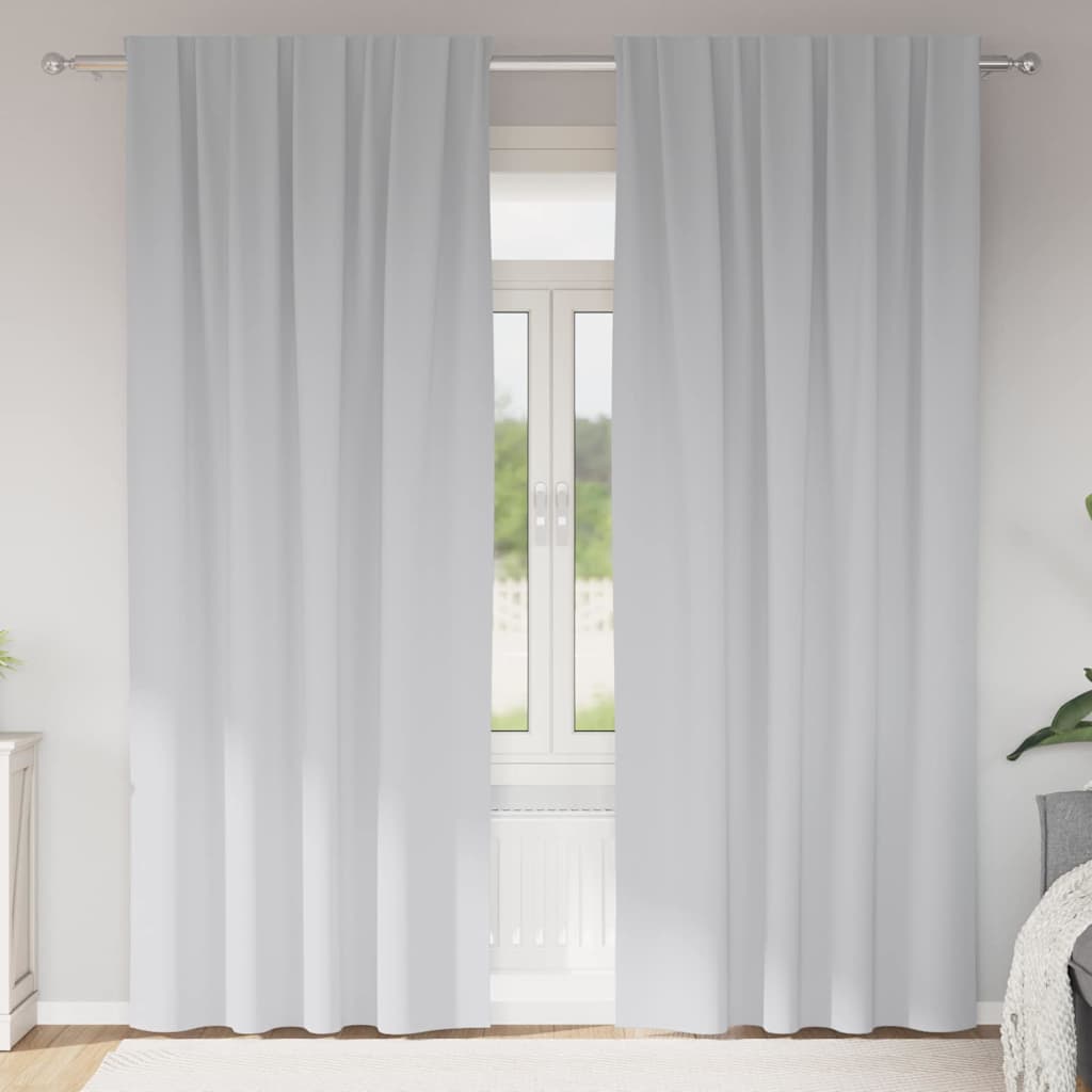 vidaXL Perdele cu perdele 2 pcs Gri deschis 245 x 140 cm Poliester