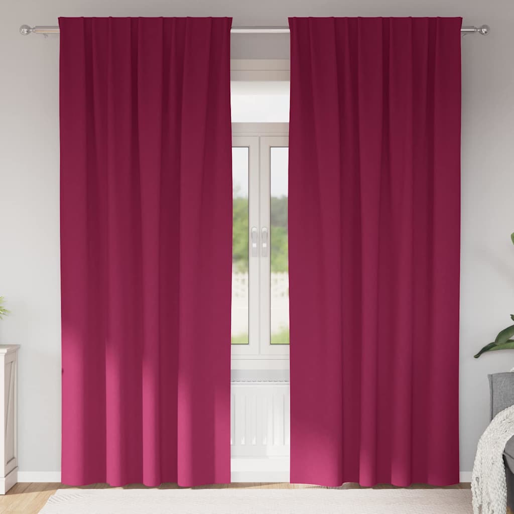 vidaXL Perdele cu perdele 2 pcs Roșu Vin Poliester vidaXL Perdele cu perdele 2 pcs Roșu Vin Poliester