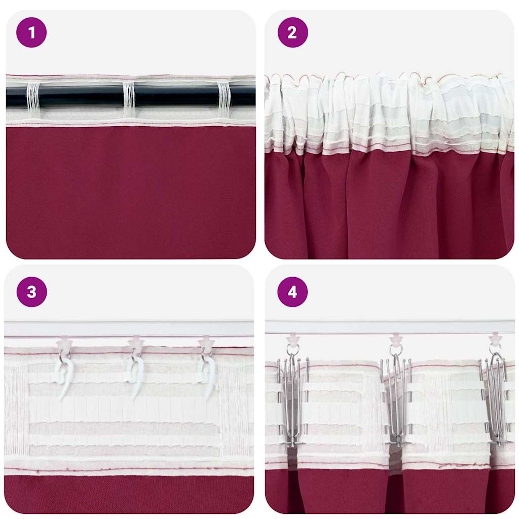 vidaXL Perdele cu perdele 2 pcs Roșu Vin 245 x 140 cm Poliester vidaXL Perdele cu perdele 2 pcs Roșu Vin 245 x 140 cm Poliester