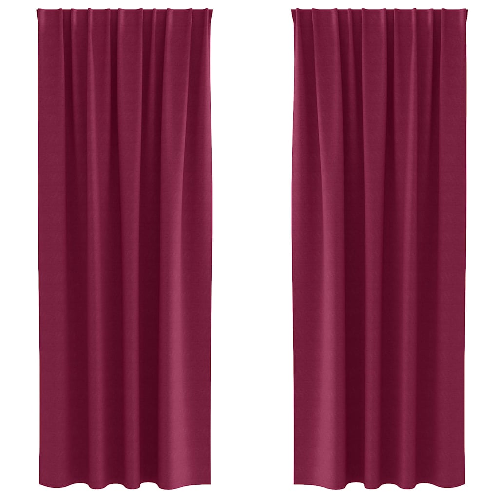 vidaXL Perdele cu perdele 2 pcs Roșu Vin 260 x 140 cm Poliester vidaXL Perdele cu perdele 2 pcs Roșu Vin 260 x 140 cm Poliester