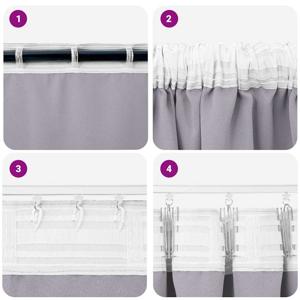 vidaXL Perdele cu perdele 2 pcs Gri metalic 225 x 140 cm Poliester vidaXL Perdele cu perdele 2 pcs Gri metalic 225 x 140 cm Poliester