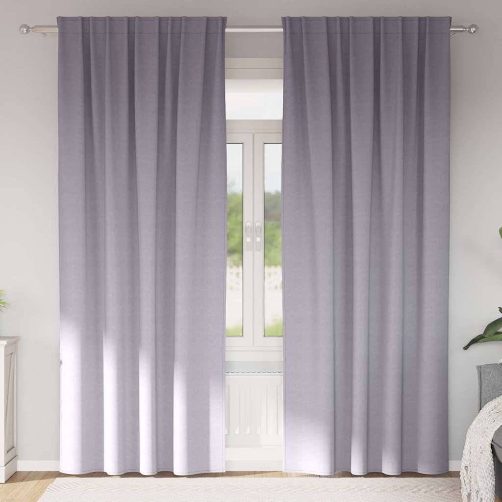vidaXL Perdele cu perdele 2 pcs Gri metalic 225 x 140 cm Poliester vidaXL Perdele cu perdele 2 pcs Gri metalic 225 x 140 cm Poliester