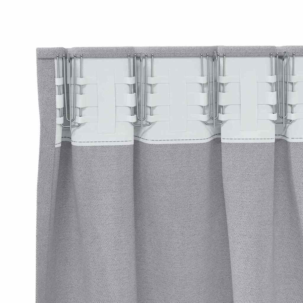 vidaXL Perdele cu perdele 2 pcs Gri metalic 245 x 140 cm Poliester