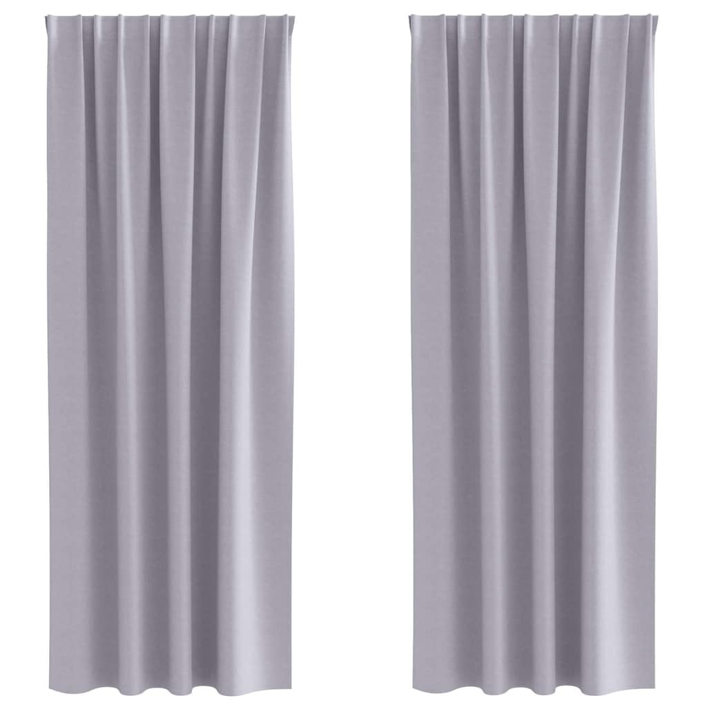 vidaXL Perdele cu perdele 2 pcs Gri metalic 260 x 140 cm Poliester