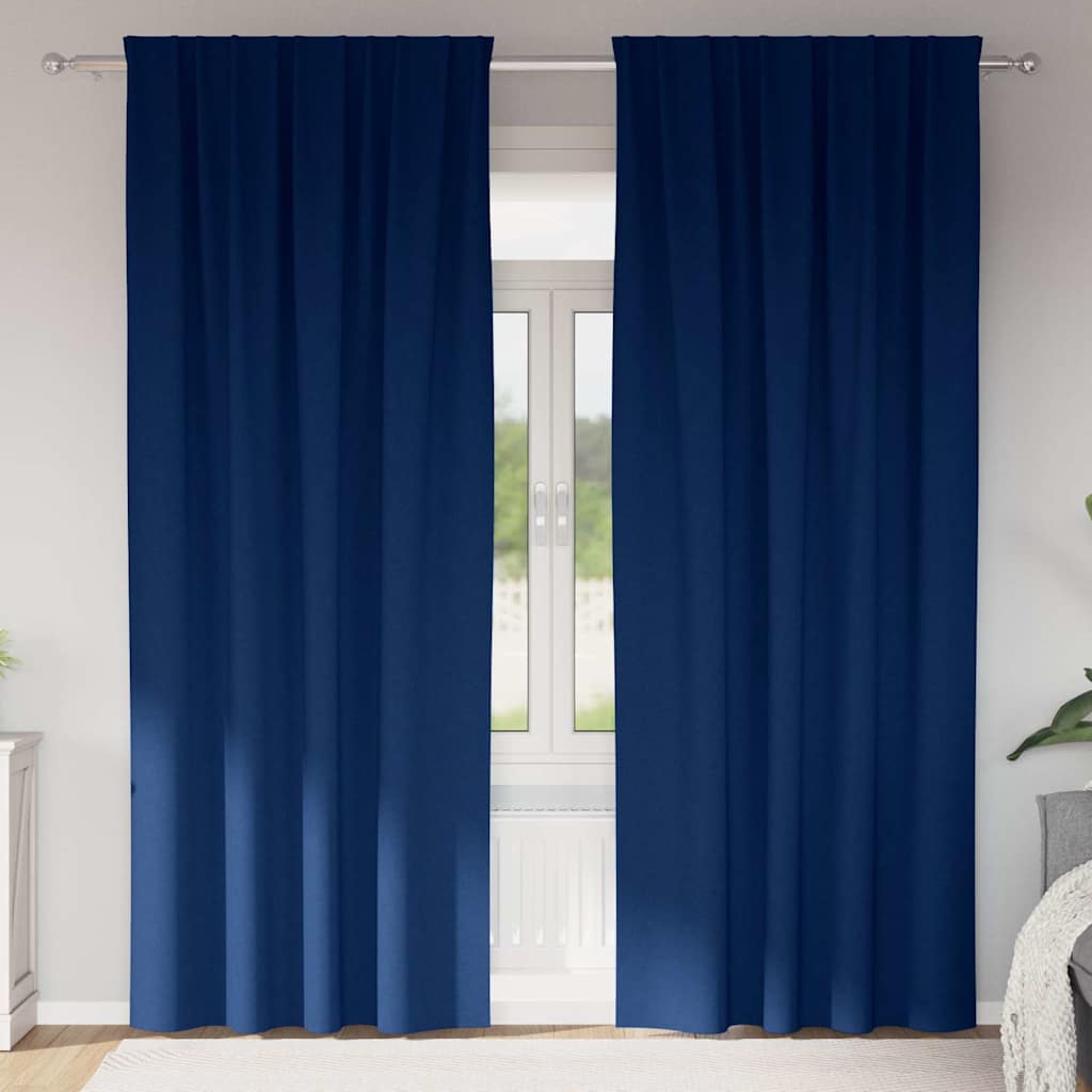 vidaXL Perdele Opaque cu Inel 2 pcs Albastru închis 245 x 140 cm