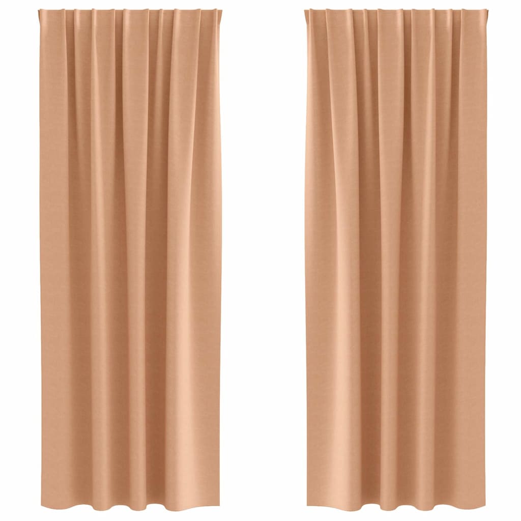 vidaXL Perdele cu perdele 2 pcs Maro deschis 225 x 140 cm Poliester