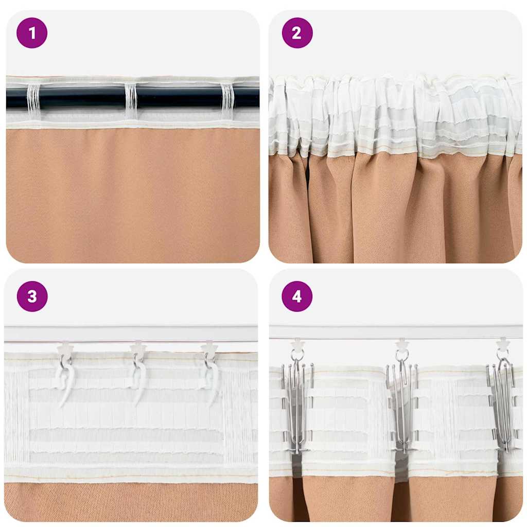 vidaXL Perdele cu perdele 2 pcs Maro deschis 245 x 140 cm Poliester