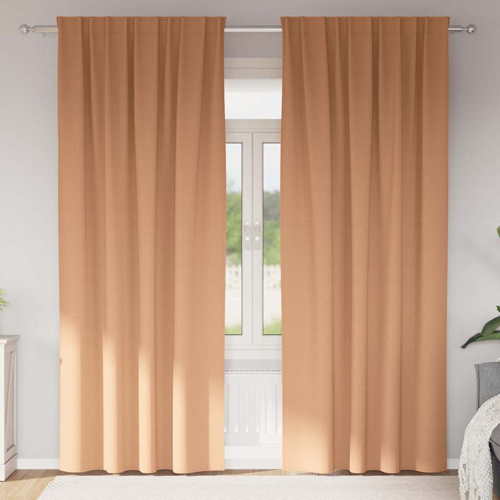 vidaXL Perdele cu perdele 2 pcs Maro deschis 260 x 140 cm Poliester