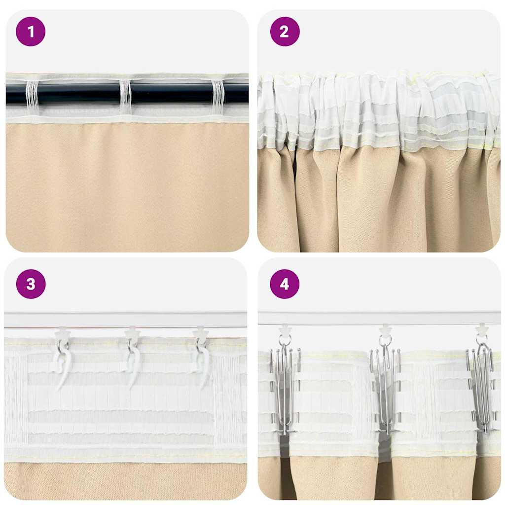 vidaXL Perdele cu perdele 2 pcs Crem 225 x 140 cm Poliester